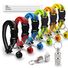 SOL 6pk Reflective Cat Collars with Quick Release Buckle & 2 ID Tags, Adjustable & Comfortable, Durable Material