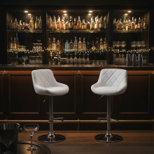 Alivio Set of 2 Modern Chrome Bar Stools, Restaurant, Dining Room Chairs (White, Pack of 2)