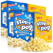 SOL 12pk x 85g Stop 'n' Pop Microwave Popcorn, Salted & Butter Flavoured Pop Corn Kernels, Ready in Minutes Tasty Snack for Family Movie Nights
