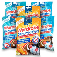 SOL 6pk Wardrobe Dehumidifiers for Home, Hanging Dehumidifier Bags for Wardrobe Prevents Damp, Mould and Condensation, Moisture Absorber for Clothes