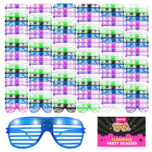 Jaunty 144pk Party Flashing Glasses - Neon Rave Accessories - Light Up Glasses for Adults - Multicolour LED Glow for Birthdays, Festivals, Halloween