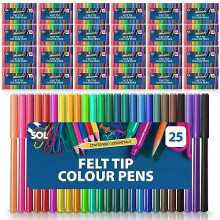 SOL 600 Bulk Felt Tip Colour Pens, Bright Colour Felt Tip Pens Smooth, Precise Writing & Colouring, Wide Range of Hues Selection Suitable for Kids & A