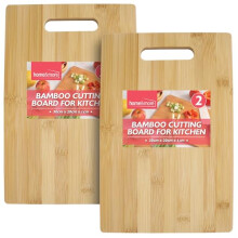SOL 2pk Bamboo Cutting Board for Kitchen 30 x 20cm x 1cm Wooden Chopping Surface for Bread Meat Fruit and Vegetables Durable Serving Tray for Househol