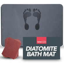 SOL 1pk Diatomite Bath Mat, 60cm x 40cm Quick Drying Stone Rug for Toilet and Shower, Absorbs Water Fast, Slip Resistant, Durable, Sleek