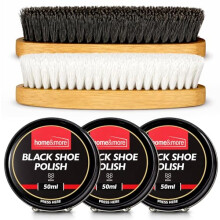 SOL 3pk Black Shoe Polish Kit and 2pk Brushes Easy to Apply Beeswax Cream for Colour Care Shine, Protection and Surface Conditioning