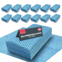 SOL 1,200pk All Purpose Cloths, 38x23cm Disposable Cleaning J Cloths Blue, Soft, Absorbent, Gentle & Reusable for Household and Professional Cleaning