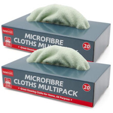 SOL 40pk Microfibre Cloths in Dispensers for Tidy Storage  Multipurpose Cleaning Towel for Home, Kitchen & Car  Reusable, Absorbent, Streak
