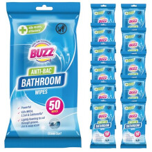Buzz 600pk Bathroom Anti-Bac Wipes, Antibacterial Toilet Cleaning Sheets, Ultra-Strong Large Multi-Surface Cloths for Floors, Desk, Kitchen