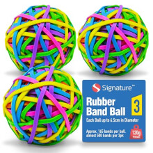 SOL 3pk Large Coloured Elastic Bands Rubber Band Ball with 500+ Stretchable Bands in Assorted Colours Durable Office Organisation Accessory