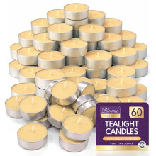 SOL 60pk Tea Light Candles Indulgent Vanilla 3.5 Hour Burn Time, Scented Tea Lights Candles, Long-Lasting & Ideal Home Decor, Relaxation