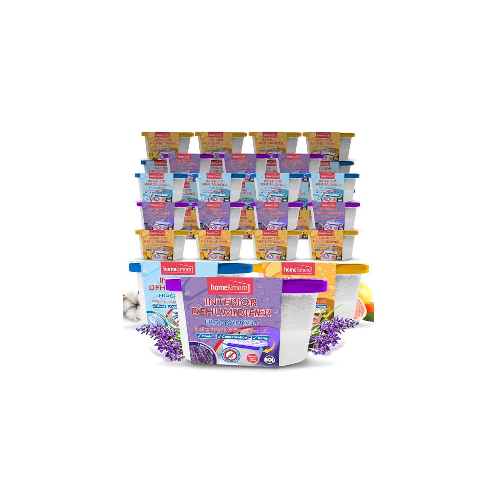 Sol 24Pk 400Ml Interior Dehumidifiers In Citrus Or Rose Scent | Windor Moisture Absorber For Home, Wardrobe Lavender
