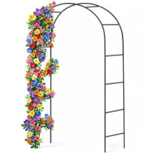 SOL Garden Arches Metal Strong 2.4m x 1.4m Large Walk-Through Archway for Paths & Climbing Plants Iron Arch Trellis Support Frame for Roses