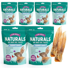 6pk Pure Breed Rabbit Ears with Fur for Dogs, 100% Natural Treats For Pups or Puppies over 12 weeks Air-Dried Dog Chews Long-Lasting Snacks Grain