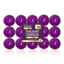 SOL 15pk Wild Lavender Scented Tea Light Candles Long Burning 3.5 Hour Burn Time, Ideal for Home, Relaxation, Spa, Massage, Romantic Dinners