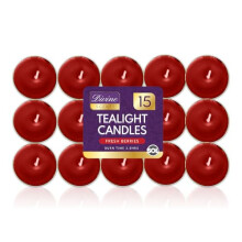 SOL 15pk Fresh Berries Scented Tea Light Candles Long Burning 3.5 Hour Burn Time, Ideal for Home, Relaxation, Spa, Massage, Romantic Dinners