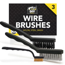 SOL 3 Set Wire Brushes for Cleaning Nylon Steel and Brass Mini Wire Brush Kit for Rust Removal Paint Scrubbing Detail Work DIY Tools Home Workshop Mai