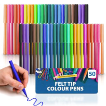 SOL 50 Felt Tip Colour Pens, Bright Colour Felt Pens for Smooth & Precise Writing & Colouring, Wide Range of Hues Selection Suitable for Kids and Adul