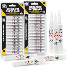 SOL 24pk Single Use Superglue 1.5g Fast Bond Adhesive Super Glue All Purpose for Metal Plastic Leather Ceramic Rubber Craft Repairs DIY Fixing Househo