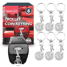SOL 6pk Trolley and Locker Coin UK Pound Keyring for Shopping Carts Gym Storage Durable Metal Clip for Easy Access Everyday Use Travel Work Household