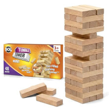 SOL Mini Tumble Tower, Wooden Stacking Tumbling Blocks, Balancing Game for Kids and Adults, Travel Size Classic Table Entertainment