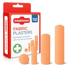 SOL 110pcs Fabric Plasters & Dressing Supplies  Assorted Sizes for Cuts, Grazes & Minor Wounds, Breathable, Strong Adhesive, Flexible for Joints