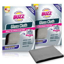 Buzz 2pk Glass Cloth with Germ Shield, 39cm x 49cm Glasses Cloth for Streak-Free Microfibre Cleaner, Multipurpose Durable Lens & Screen Cleaning