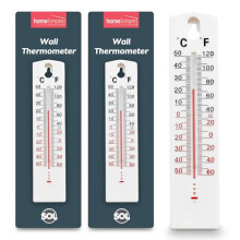 SOL 2pk Room Thermometer Indoor and Outdoor Wall Thermometer Temperature Gauge for Home Garden Greenhouse Shed Clear Scale Easy Read Wall Mount Durabl