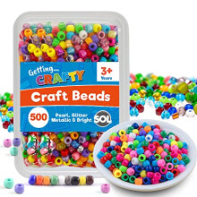 SOL 500pcs Pony Beads for Jewellery Making and Hair Braids - Colourful Small Plastic Bead - Assorted Finishes, Durable, Fadeless