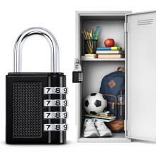 SOL 4 Digit Combination Padlock Outdoor and Indoor Heavy Duty Padlocks with Code Secure Number Mechanism Weather Resistant Metal Pad Locks for Shed