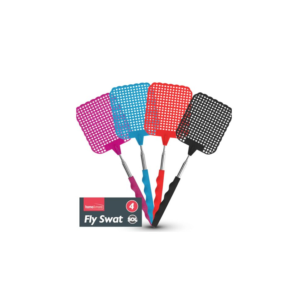 Sol 4Pk Long Fly Swatter 45Cm, Heavy Duty Swat For Mosquitoes, Flies, Wasps, Cockroaches, Moths, And Flying Pests