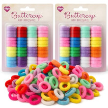 Buttercup Hair Accessories 96pk Assorted Colour Ponytails - Elastic Hairbands for Women & Girls, Colourful Bobbles, Gentle No-Snag Ties
