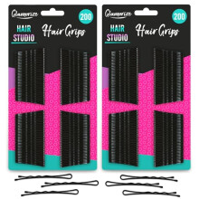 Glamourize 400pk Hair Grips - Secure Hold Ballet Hairpins for Women, Bobby Pins Black, Durable & Strong Hair Pins for Women, Girls & Teens, Stylish