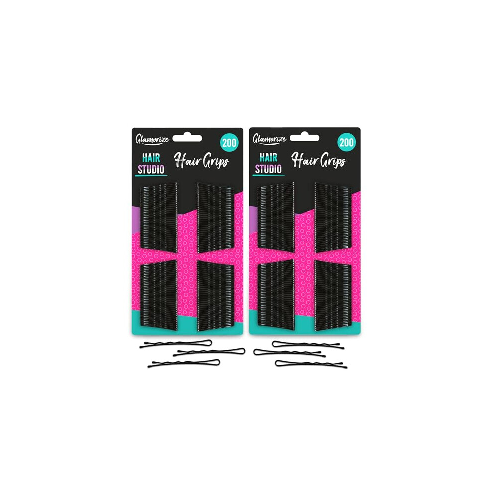 Sol Glamourize 400Pk Hair Grips - Secure Hold Ballet Hairpins For Women, Bobby Pins Durable & Strong Hair Pins For Women, Girls & Teens, Stylish Black
