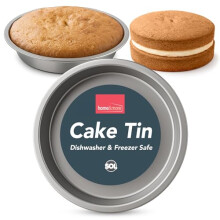 SOL 2pk 8 Inch Cake Tin Dishwasher and Freezer Safe 3.5cm Deep Stainless Steel Round Mould for Baking at Home and Commercial Kitchens Versatile Pan fo