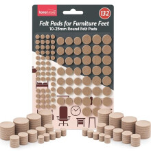 SOL 132pk Felt Pads for Furniture Feet Round 10 to 25mm Sizes Suitable for Chair Table Sofa Legs Self Adhesive Floor Protectors for Hardwood Laminate