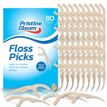SOL 80pk Corn Starch Floss Picks, Dental Flossers Sticks for Teeth, Prevents Tartar, Plaque, and Cavities