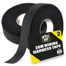 SOL 2pk 20m Wiring Cloth Tape, Black Loom Harness Binding Felt for Cars, Motorcycle, Durable and Flexible, Heat-Resistant Adhesive Fabric Strip