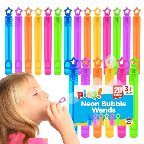 SOL 20pk Neon Bubble Wands Assorted Mix Colour