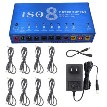 ISO-8 Guitar Pedal Power Supply W/8 Isolated OutputsW/Auto Voltage Detection(9V 12V 18V)/for Multi-Effects Supply(US)