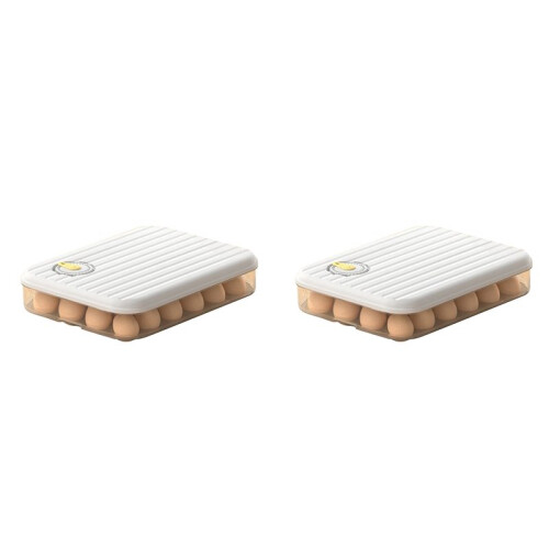2X Egg Holder for Refrigerator Household Egg Box, Preservation Box, Transparent Plastic Storage Box, Egg Box White