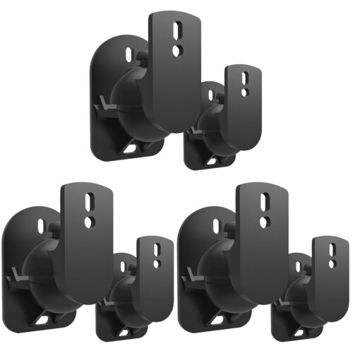 3Paires Support Mural Enceintes Noir Design Élégant Pour 2