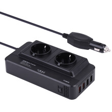 200W strømomformer billader DC 12v til AC 240v EU med 4 USB-porter hurtigladende billader med sigarettennerplugg for bærbar PC, iPad, iPhone