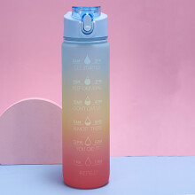 (Blue Yellow) 1L Portable Water Bottle w/Straw & Handle