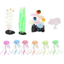 Flexible Water Swing Movement Glowing Aquarium Decorations Ornamental Fish Tank Decoration Non Toxic Silicone Material Luminescent Under Actinic