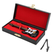 Estojo em miniatura para guitarra elétrica, feito de madeira de tília, com detalhes artesanais e pintura em spray. Ideal para decoração e