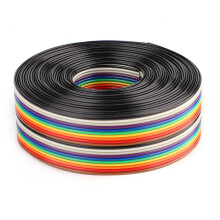 PVC szigetelésű szalagkábel, szivárvány színű, lapos, többvezetékes IDC vezeték, réz anyag, osztásközéppont-távolság 1,27 mm,