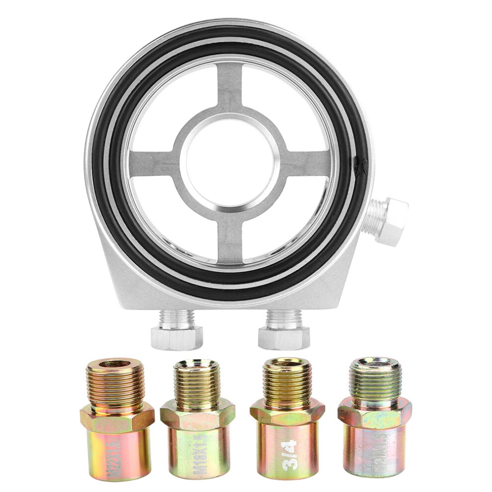 Oil Filter Cooler Sandwich Thread Plate Adapter Universal Car Aluminum Alloy Well Crafted Enhance Performance Improve Heat Dissipation Ability Silver 9448483751599