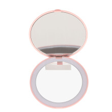 Portable LED Lighted Travel Makeup Mirror Rechargeable Daylight LED Compact Size Folding Mirror1X Magnification Distortion Free View Adjustable