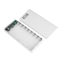 Boîtier de batterie externe DIY avec écran LCD et lampe torche LED, sans soudure, pour 8 batteries 18650 à tête plate, avec deux sorties USB et
