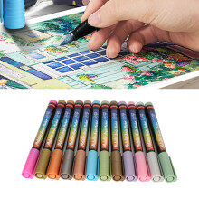 12 Colors Acrylic Paint Pens 0.7mm Fine Tip for Wood Glass Stone Metal